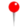 Red pushpin on white square background with dark surrounding space.