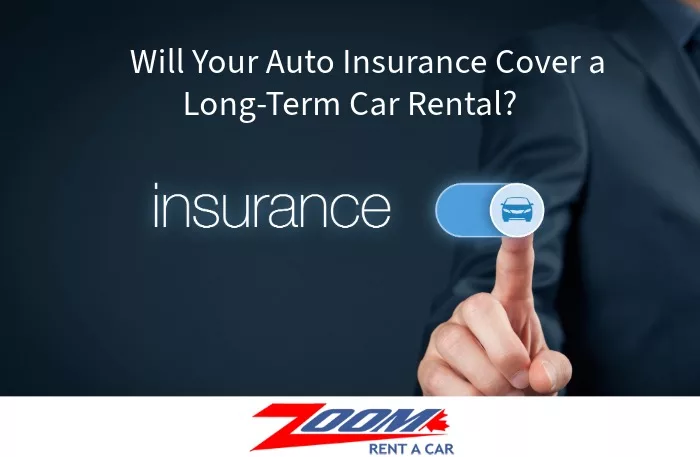 Hand pressing car insurance toggle switch for rental coverage