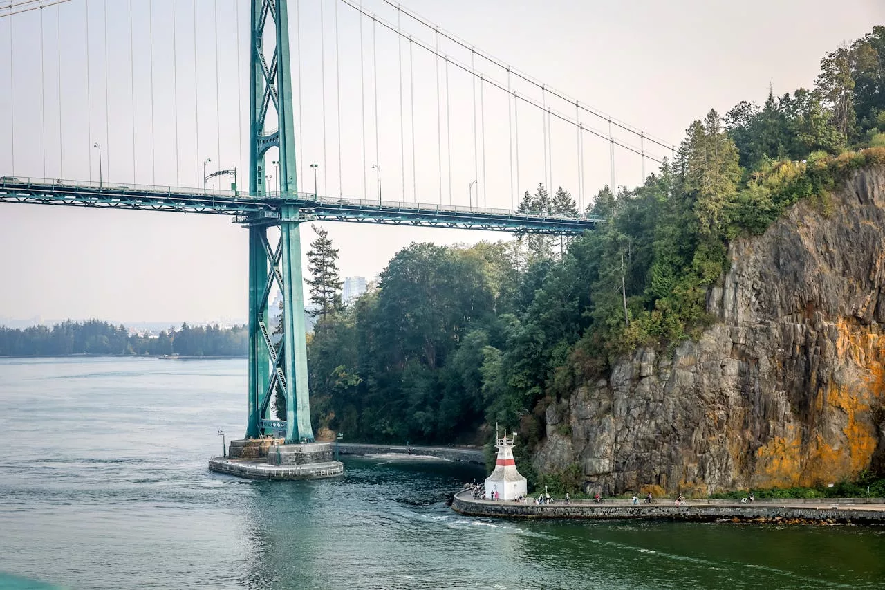 Lions Gate Bridge at English Bay for Vancouver Polar Bear Swim event