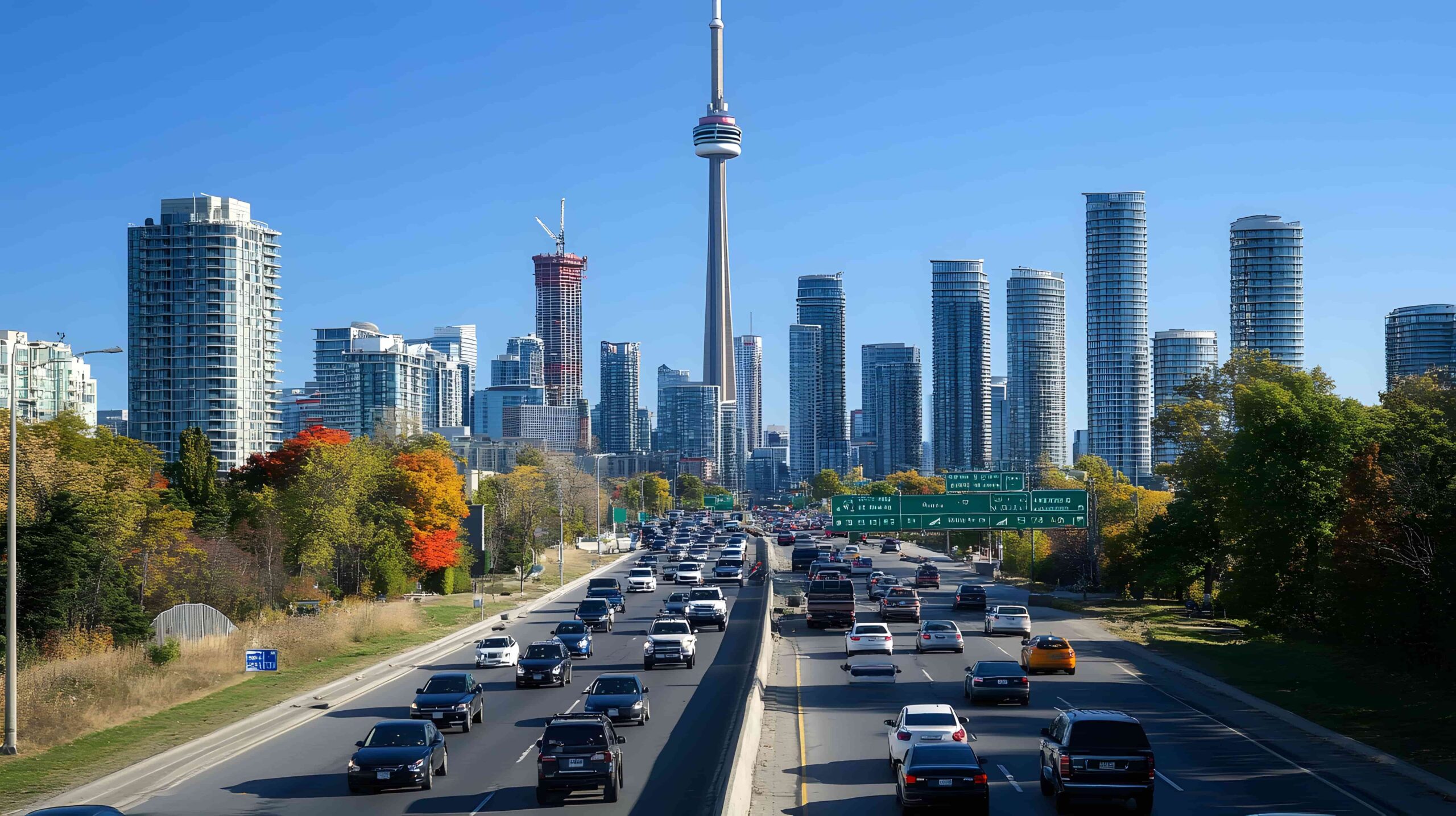 Cheap car rental Toronto driving on Toronto highways during summer travel