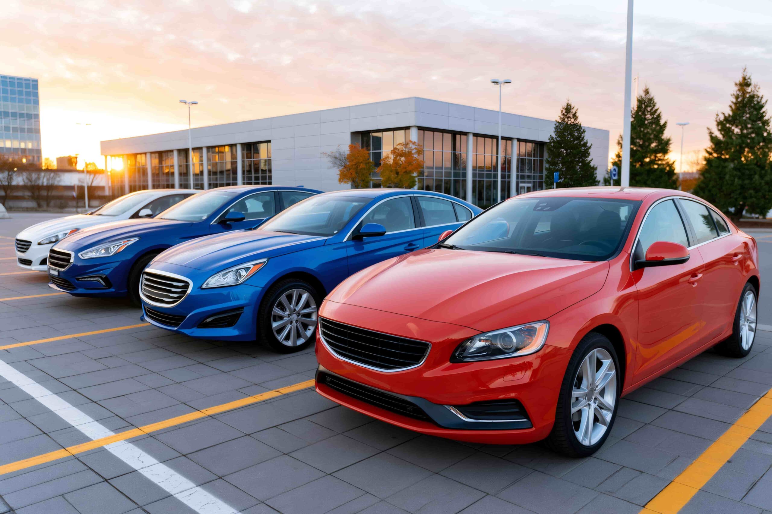 Local car rental company fleet featuring economy cars SUVs and luxury rental vehicles