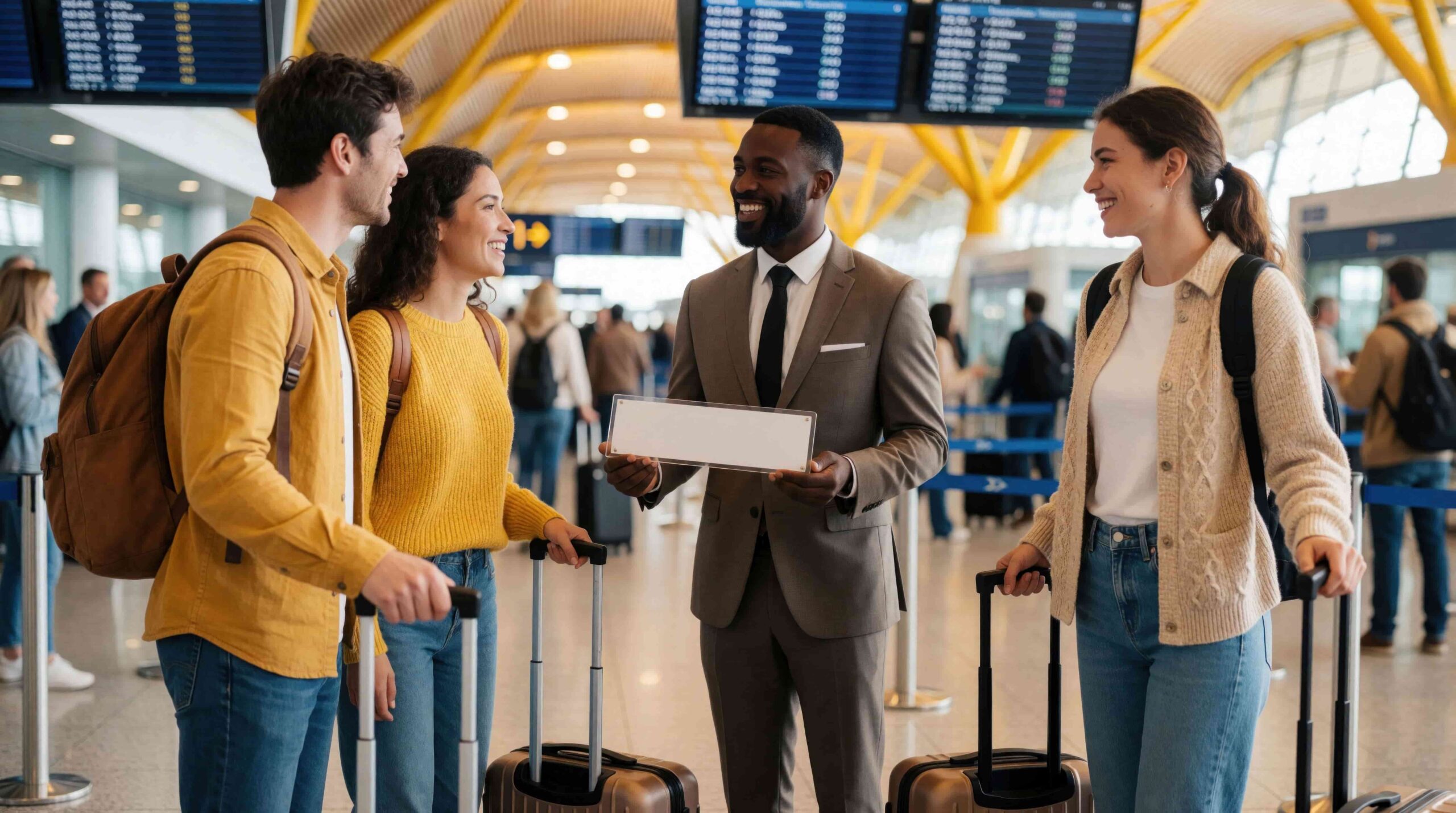 Free airport shuttle connecting travelers with a rental car location