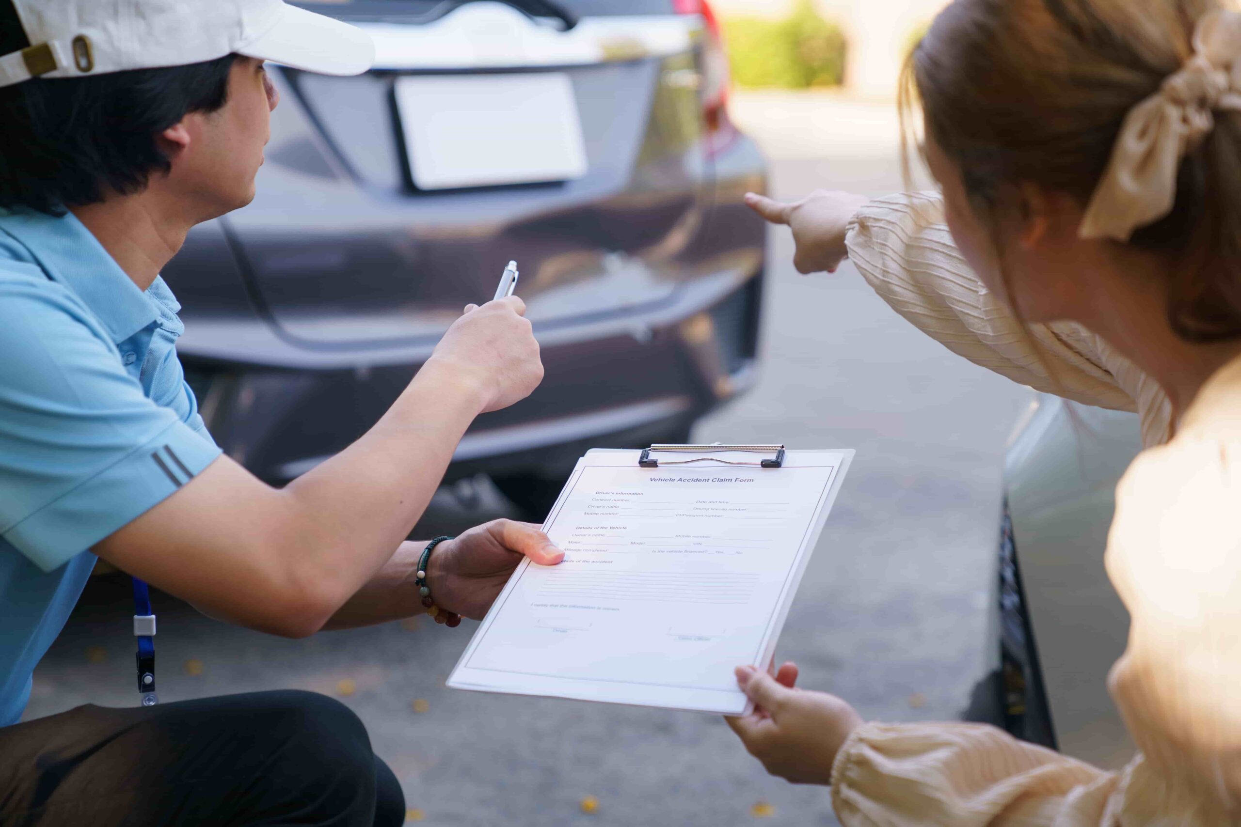 Rental car accident insurance claim with police report and rental documentation