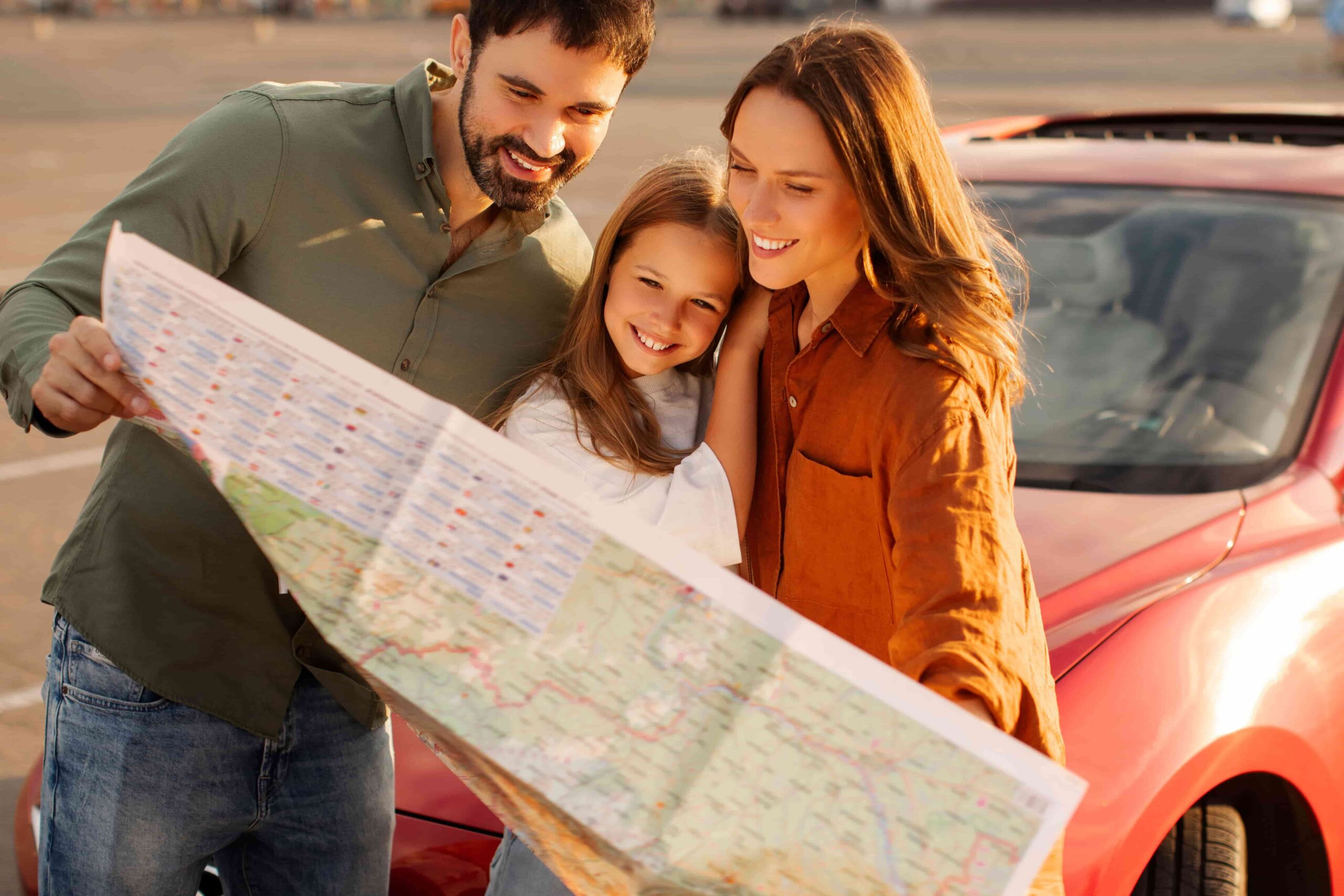 Renting a car during peak tourist season with travelers at a busy airport rental counter