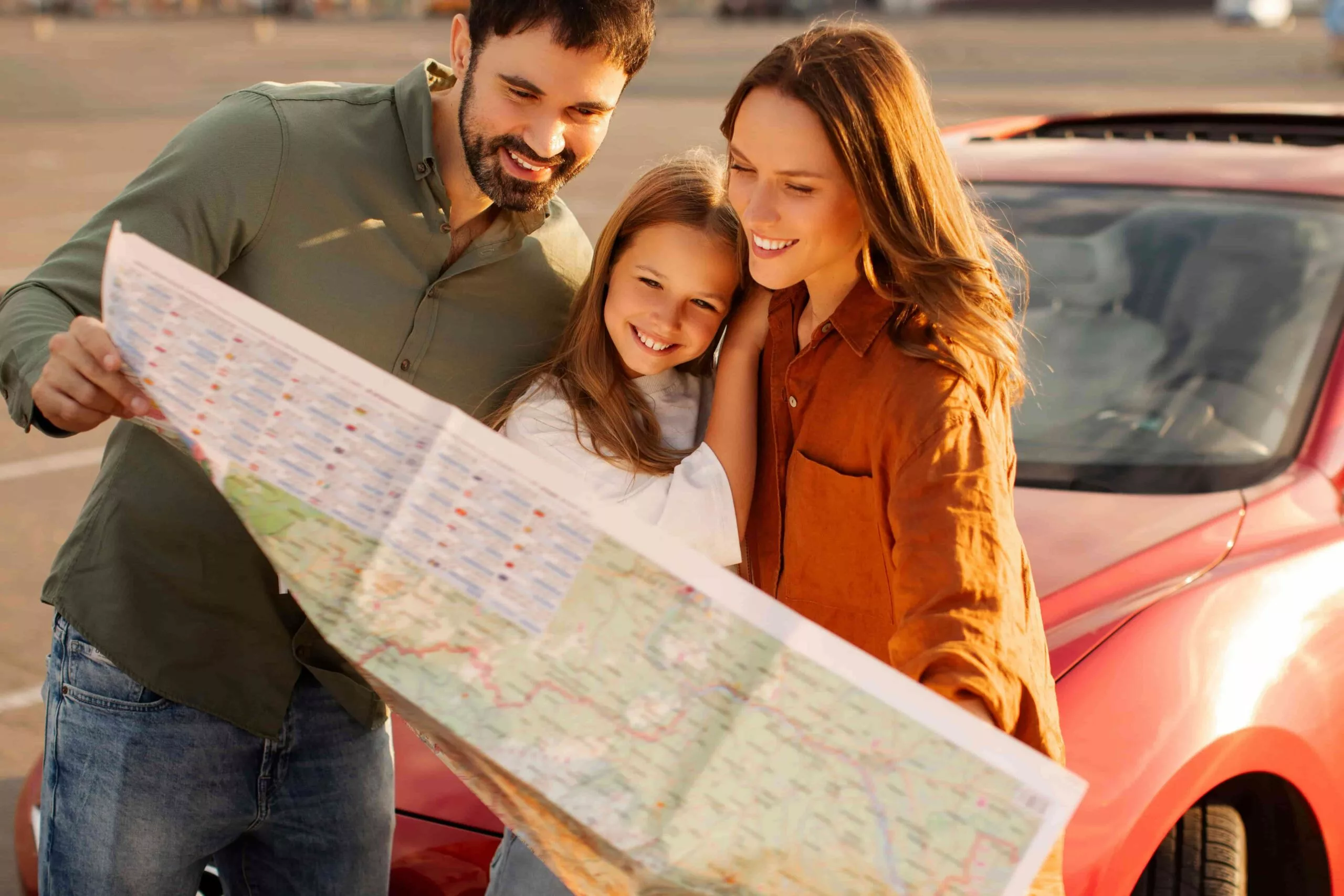 Renting a car during peak tourist season with travelers at a busy airport rental counter