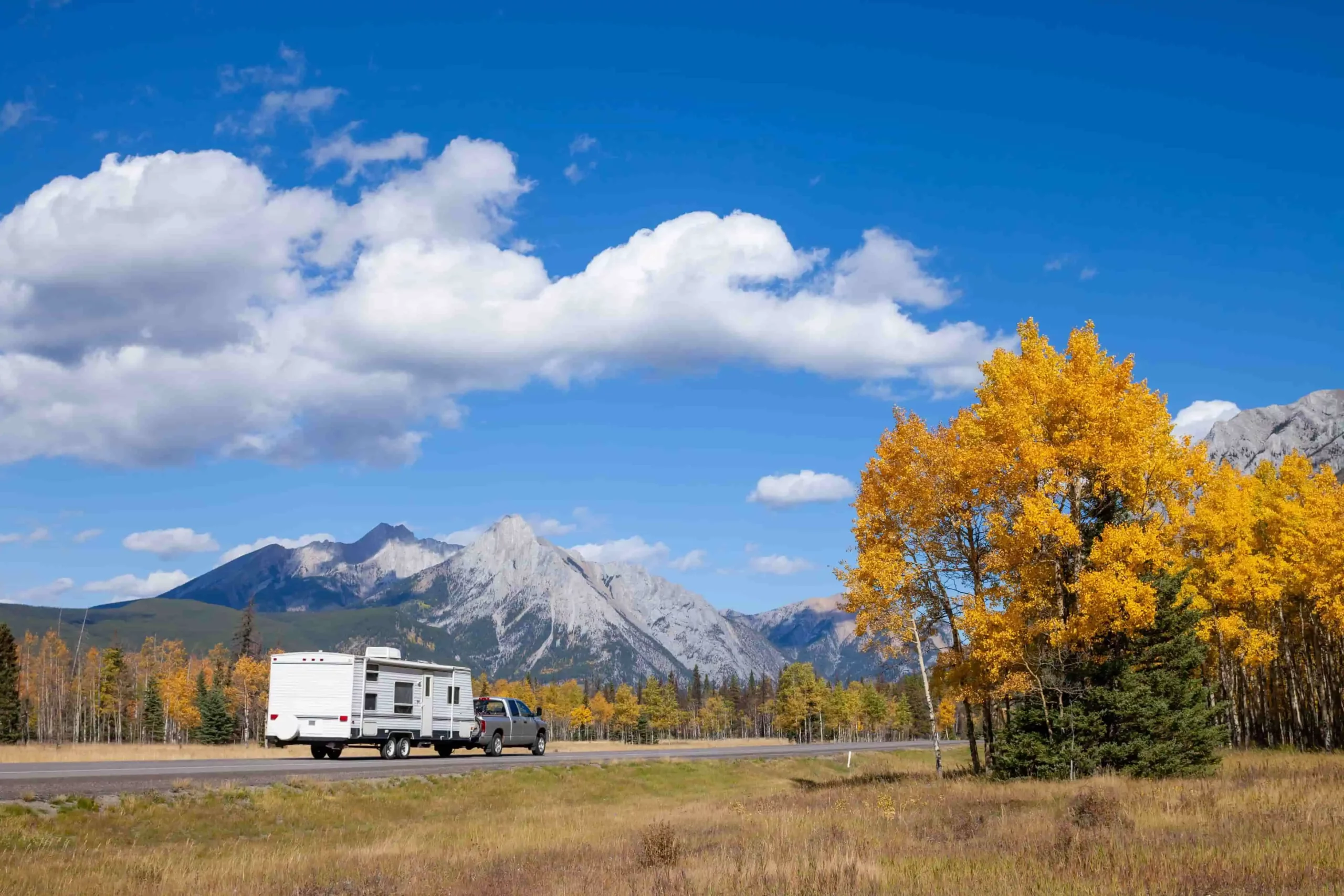 Scenic autumn drive during fall foliage season in Canada