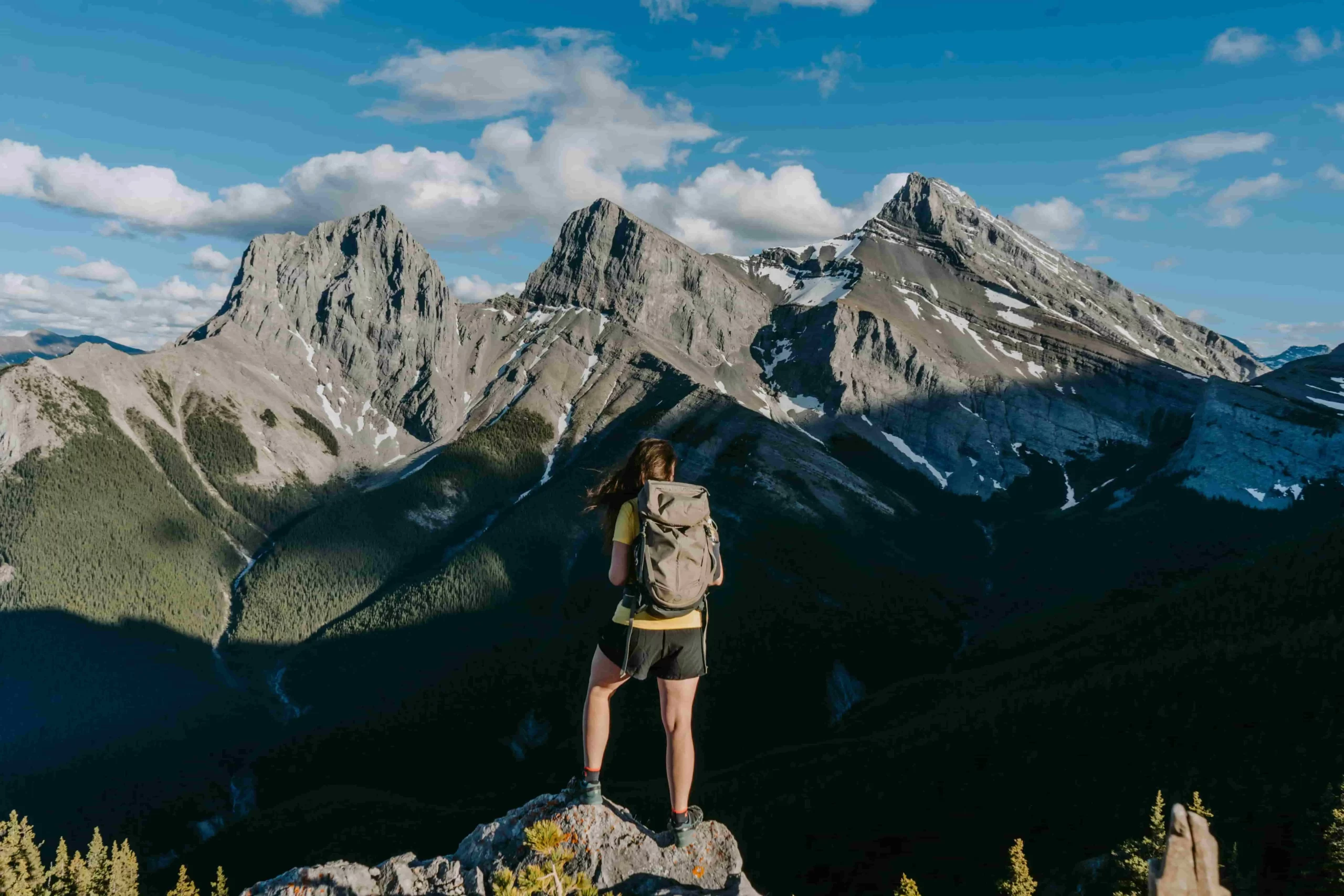 Canmore and Three Sisters mountains on the Calgary to Banff road trip