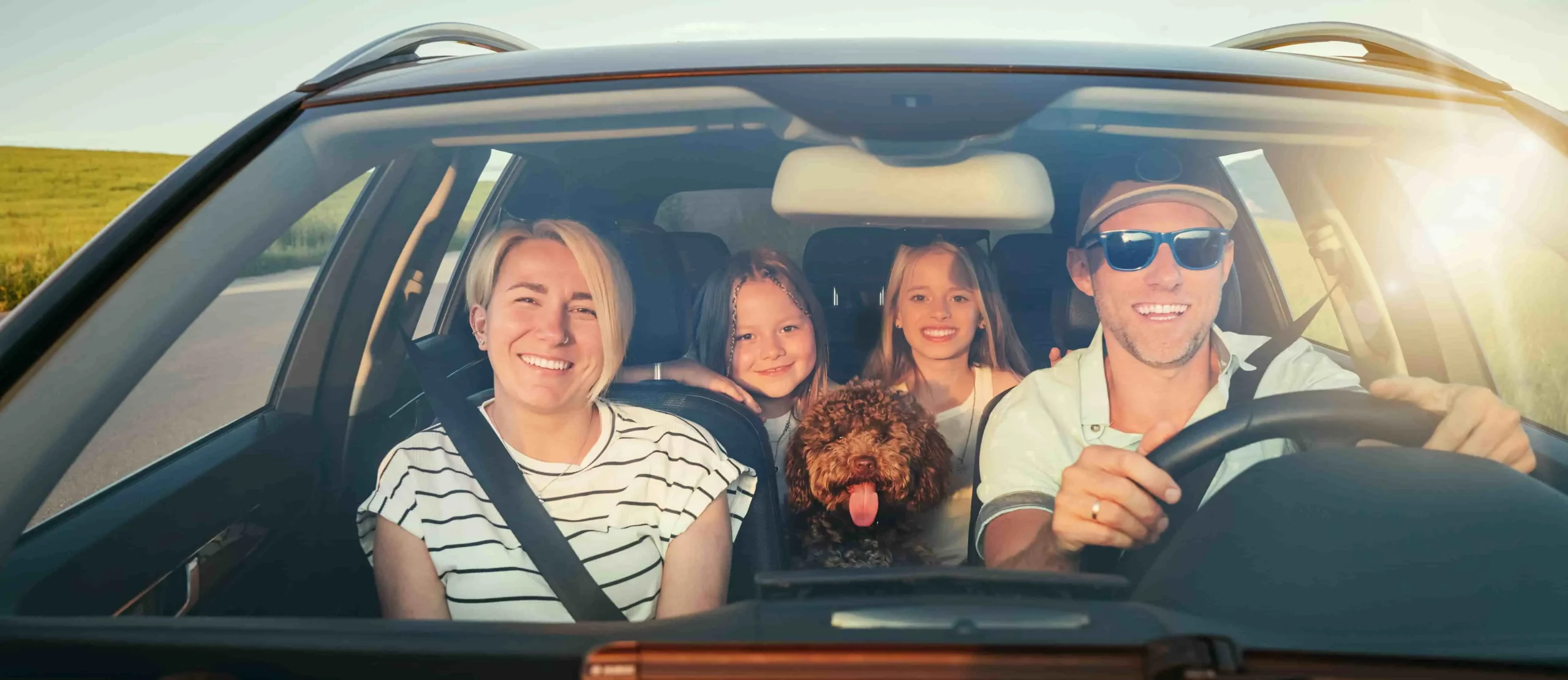 Group car rental with multiple SUVs providing flexibility for a large road trip