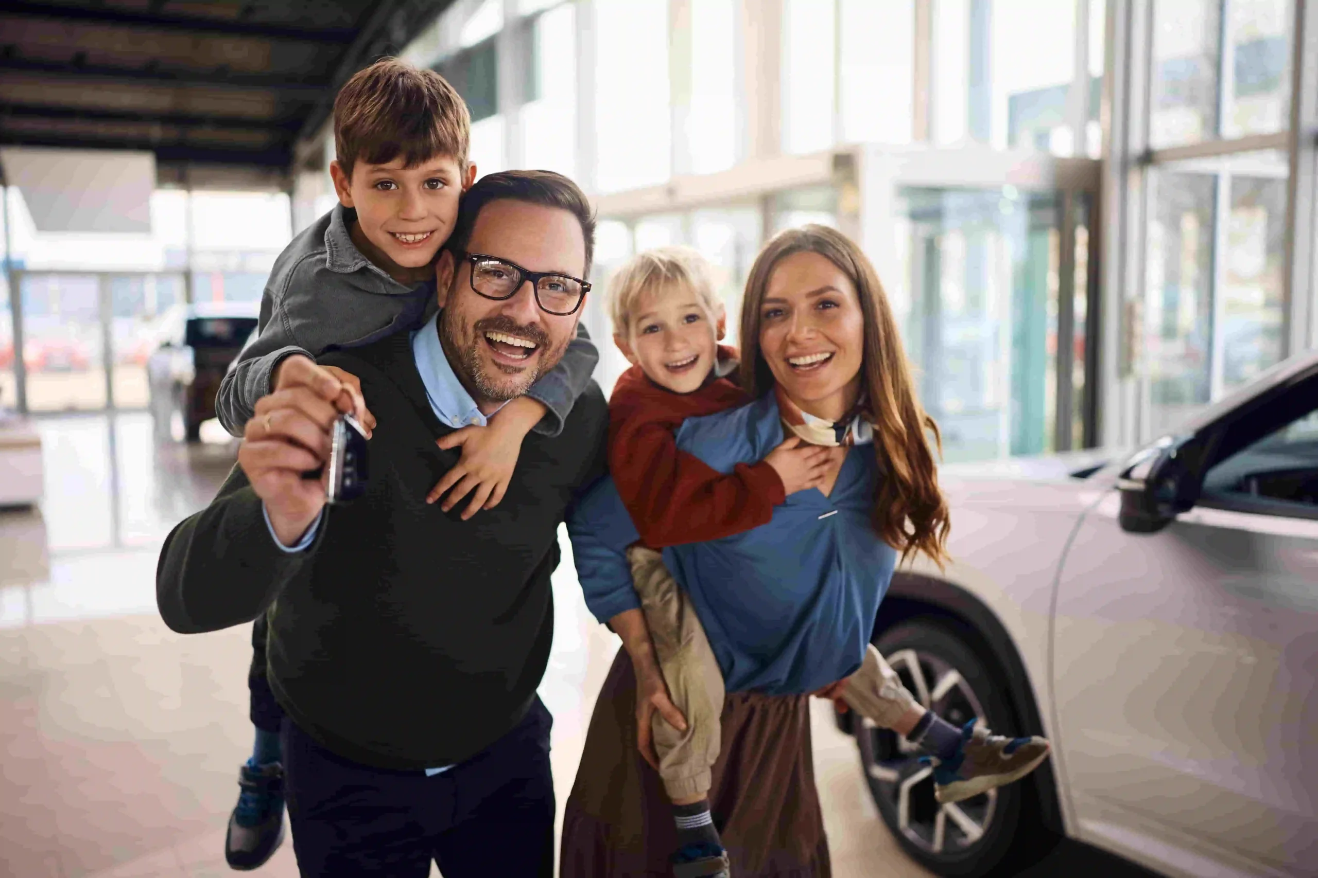 Thanksgiving car rental SUV with family luggage and gifts