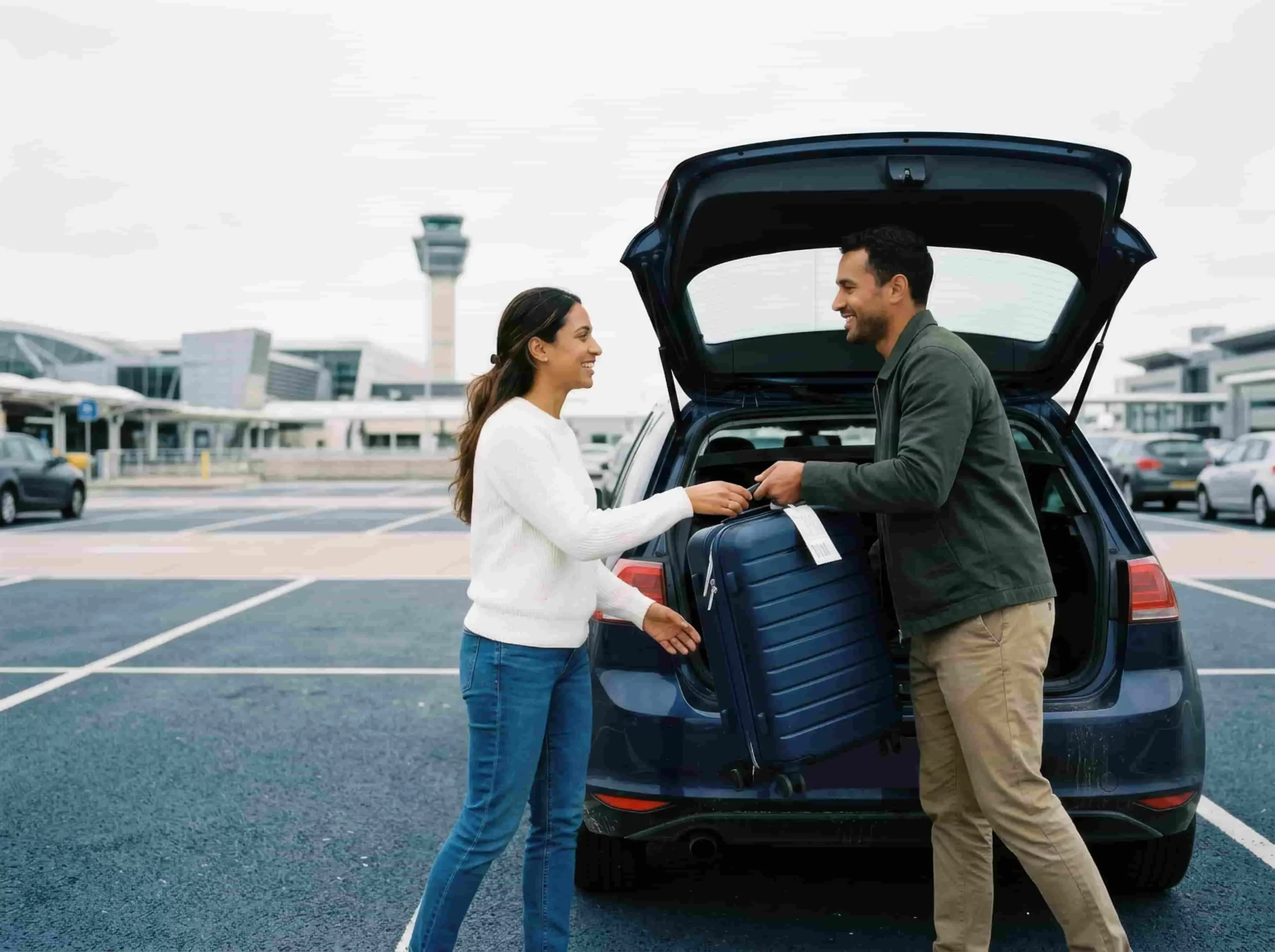 Thanksgiving car rental booking at an airport