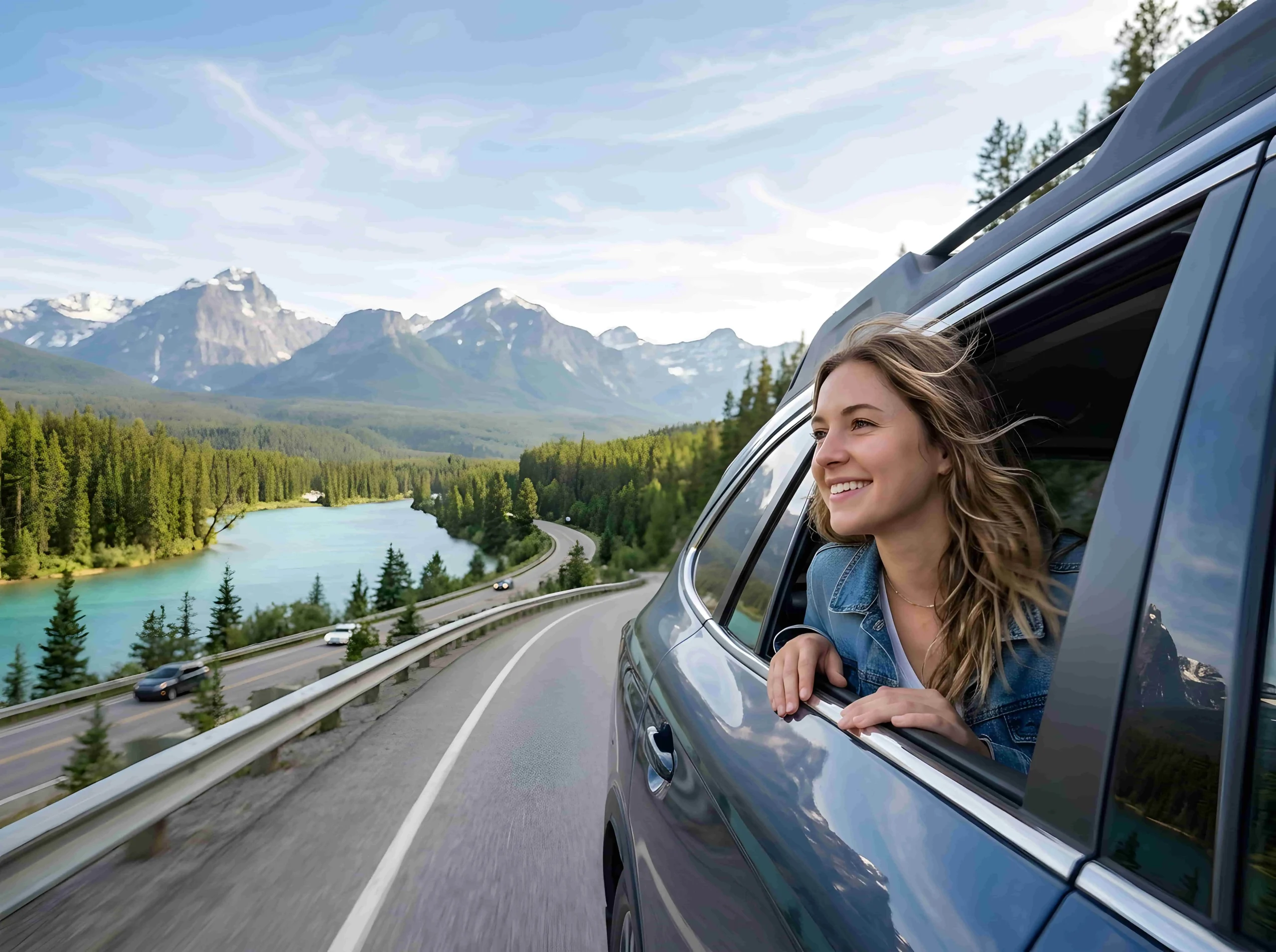 Girls trip car rental for a Calgary getaway toward Alberta's mountain scenery