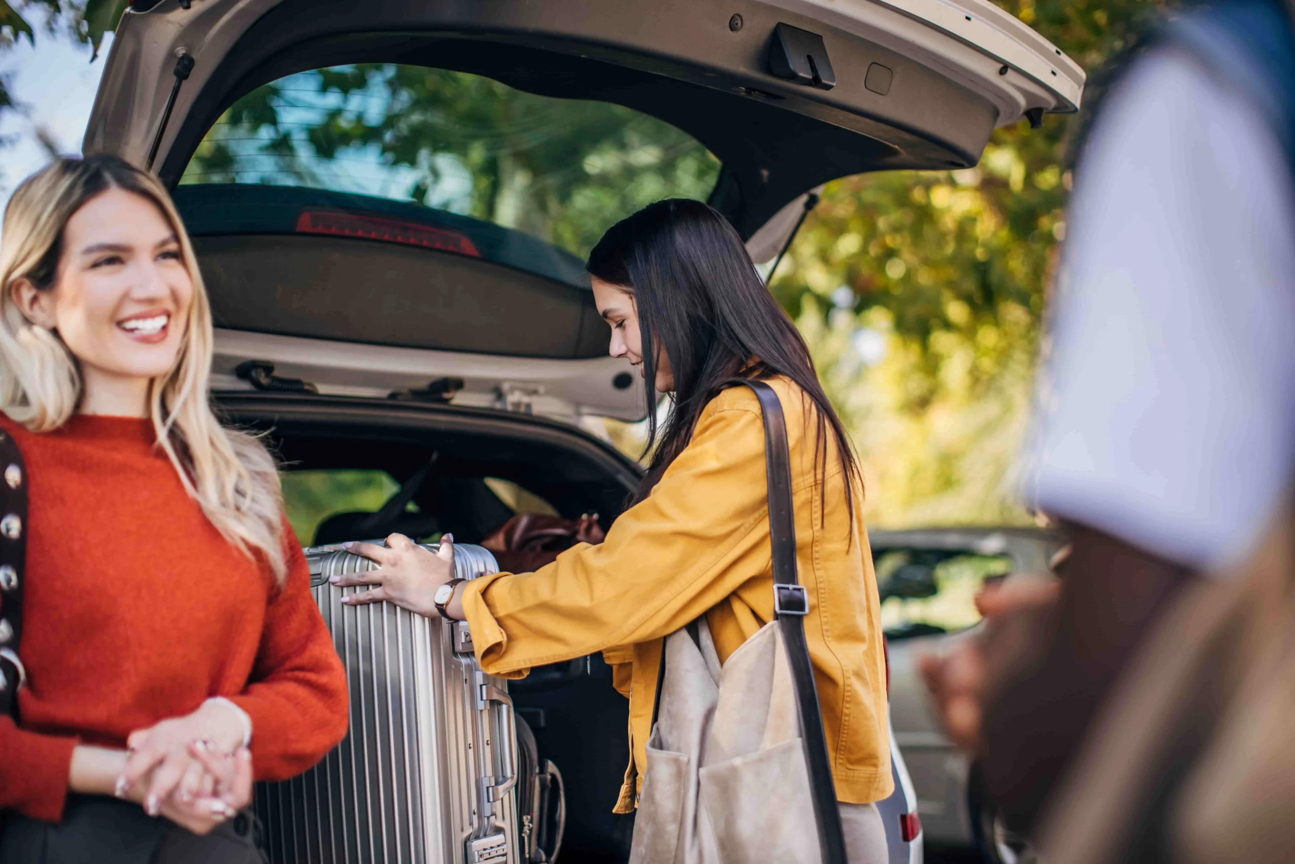 Girls trip car rental luggage space for suitcases and weekend bags