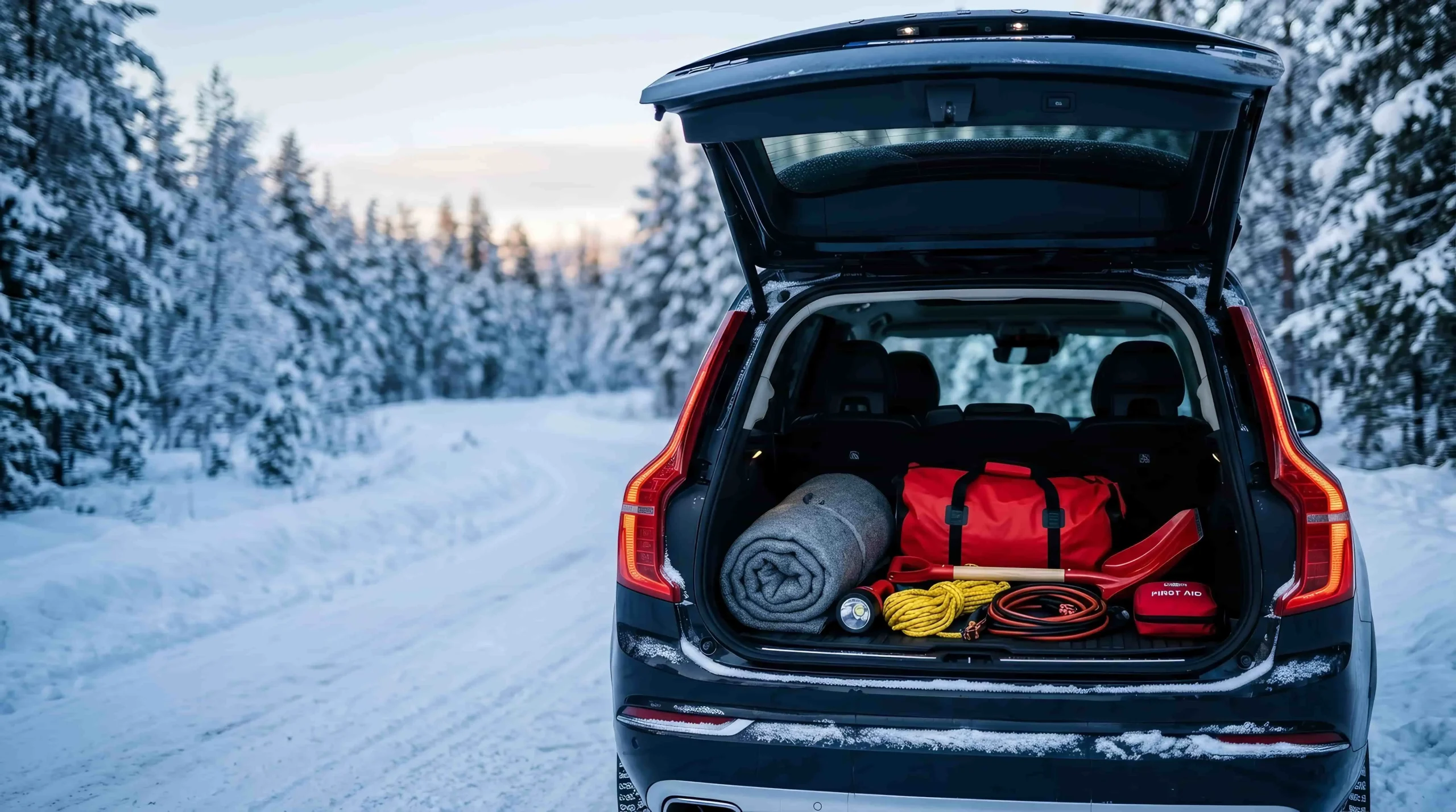 AWD rental cars for snow with essential winter driving safety equipment