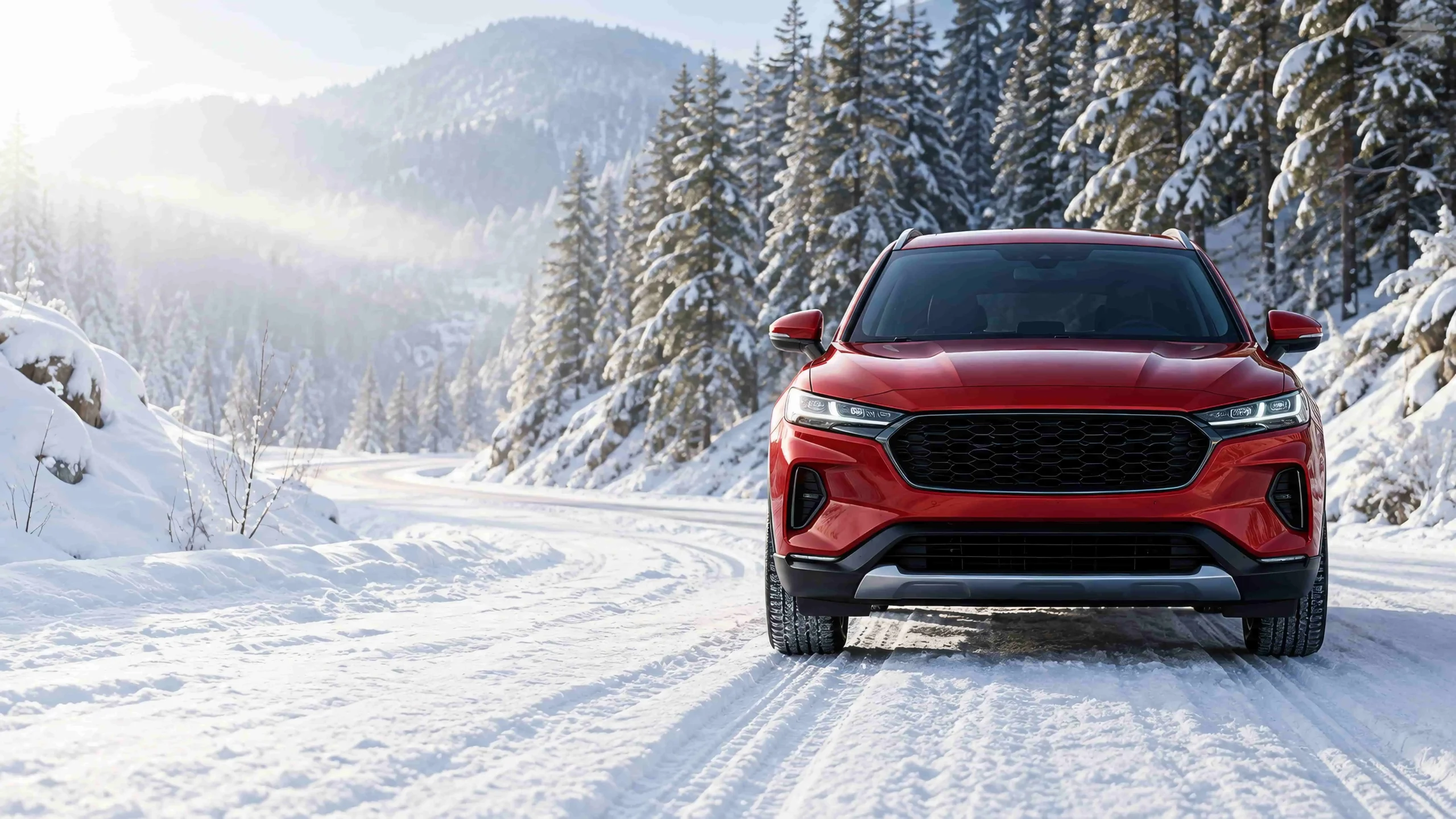 Rockies ski trip car rental preparation with suitable tyres and winter driving precautions