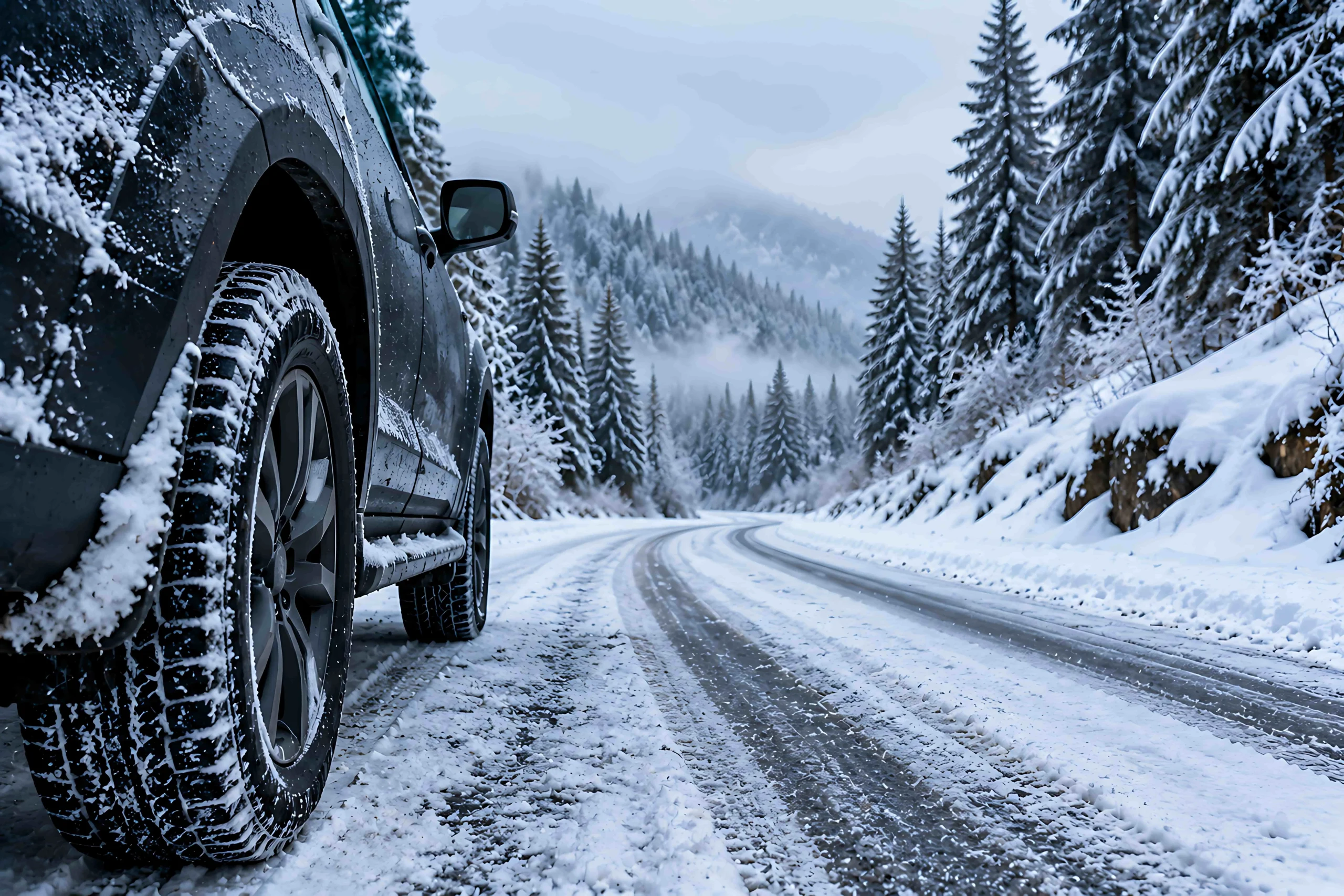 AWD rental cars for snow require suitable tyres and careful winter driving